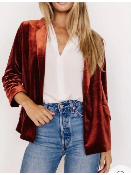 Baltic Born Jackets & Blazers - Baltic Born Brinton Velvet Blazer Cinnamon Size 2XL Burnt Orange Copper
